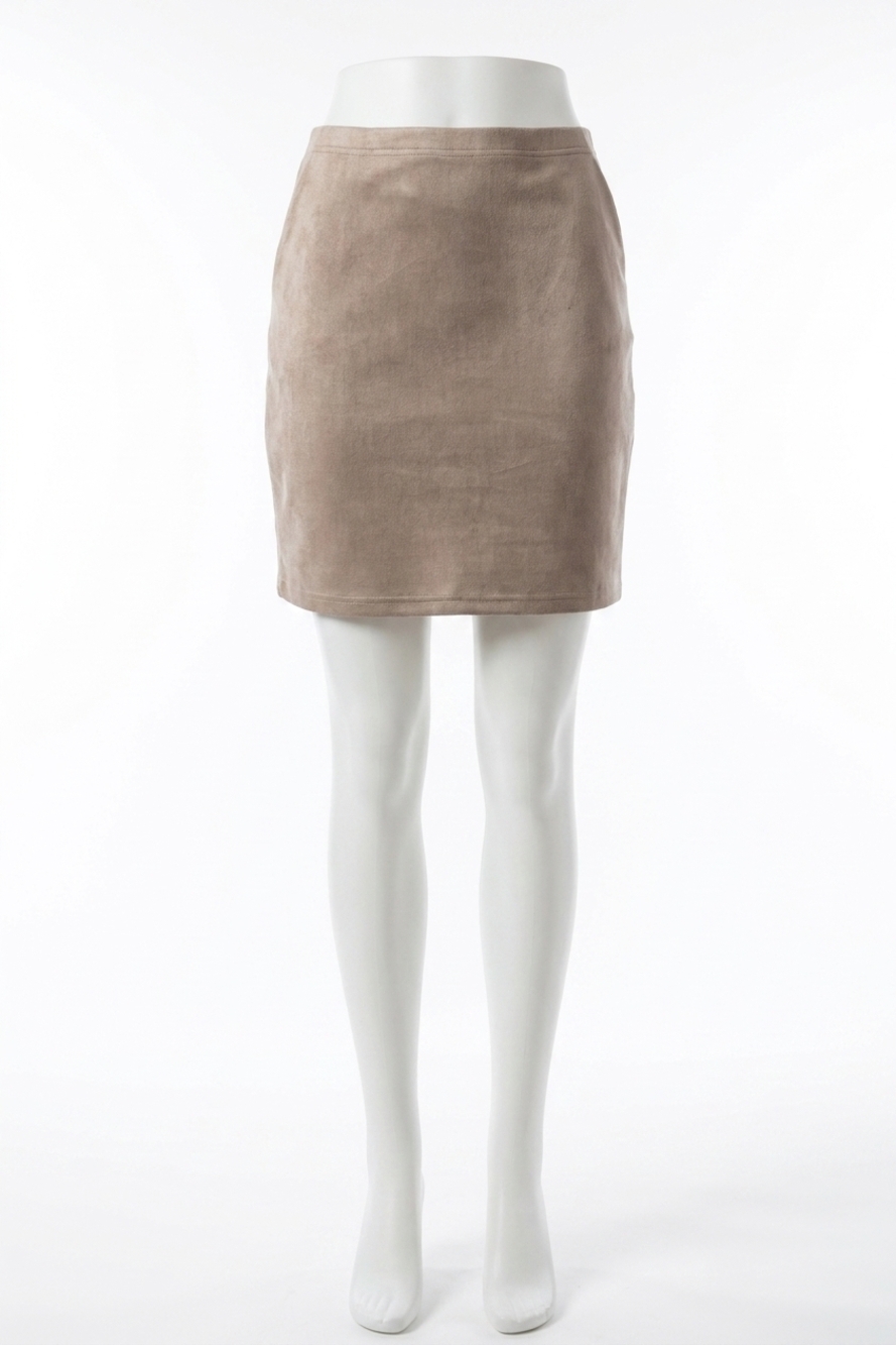 NEW SEE AND BE SEEN faux suede stretch mini skirt in taupe